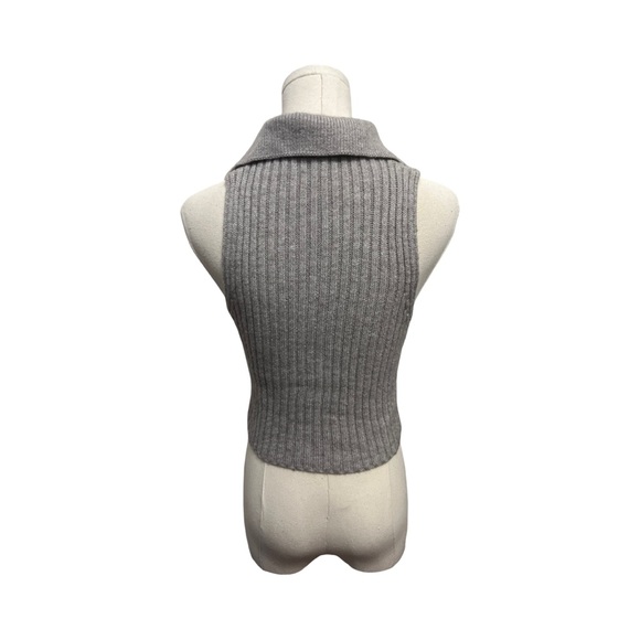 Grey ribbed cropped halter sweater top - xs - Picture 2 of 2